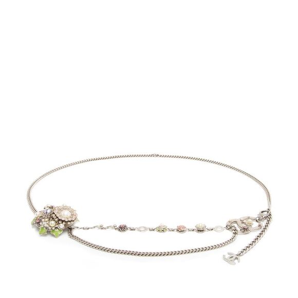Chanel Vintage Crystal Pearl Chain Flower Belt - Picture 1 of 5